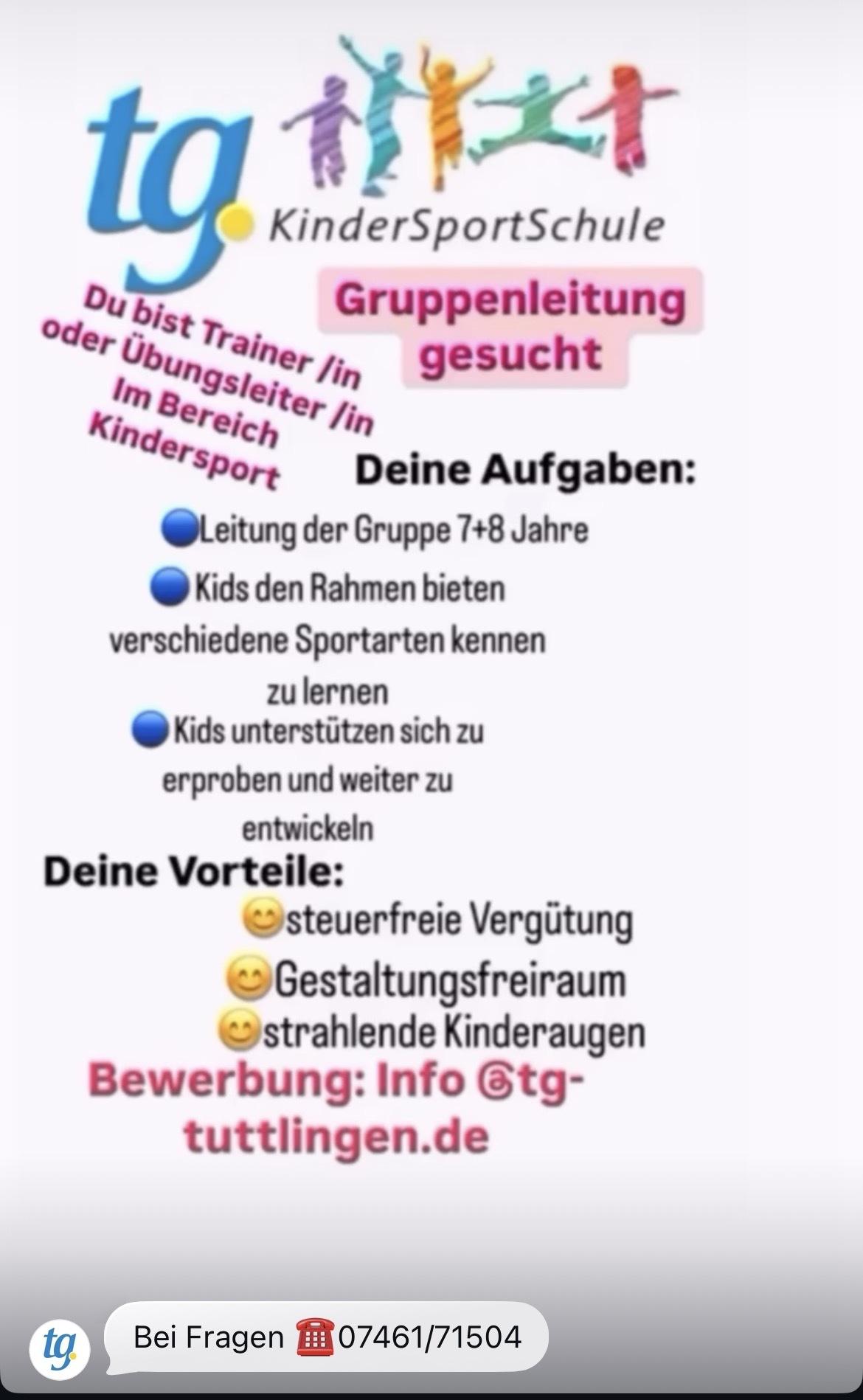 Jobangebot Gruppenleitung KinderSportSchule